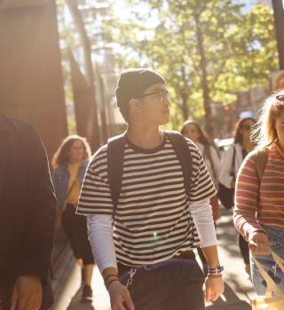 Students walking through downtown Portland