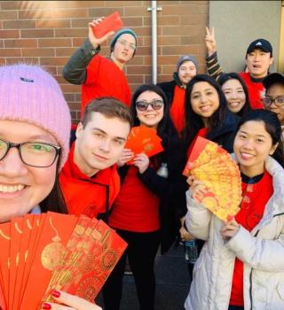 Students at lunar new year celebration