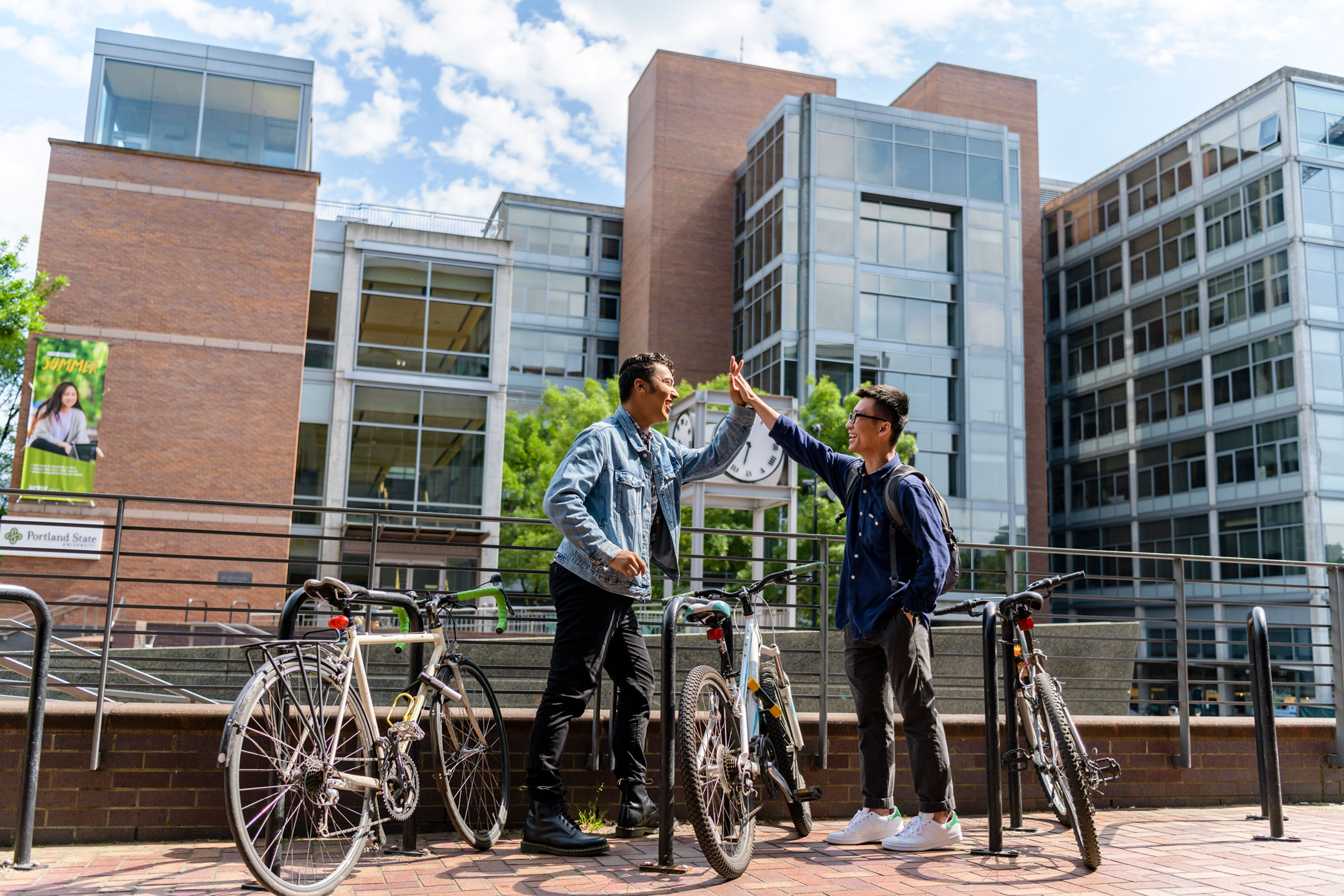 Students connecting on campus
