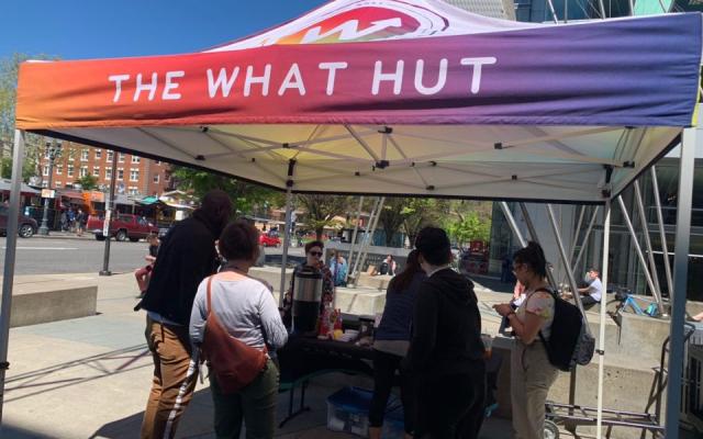 The HUT out on campus engaging with students.